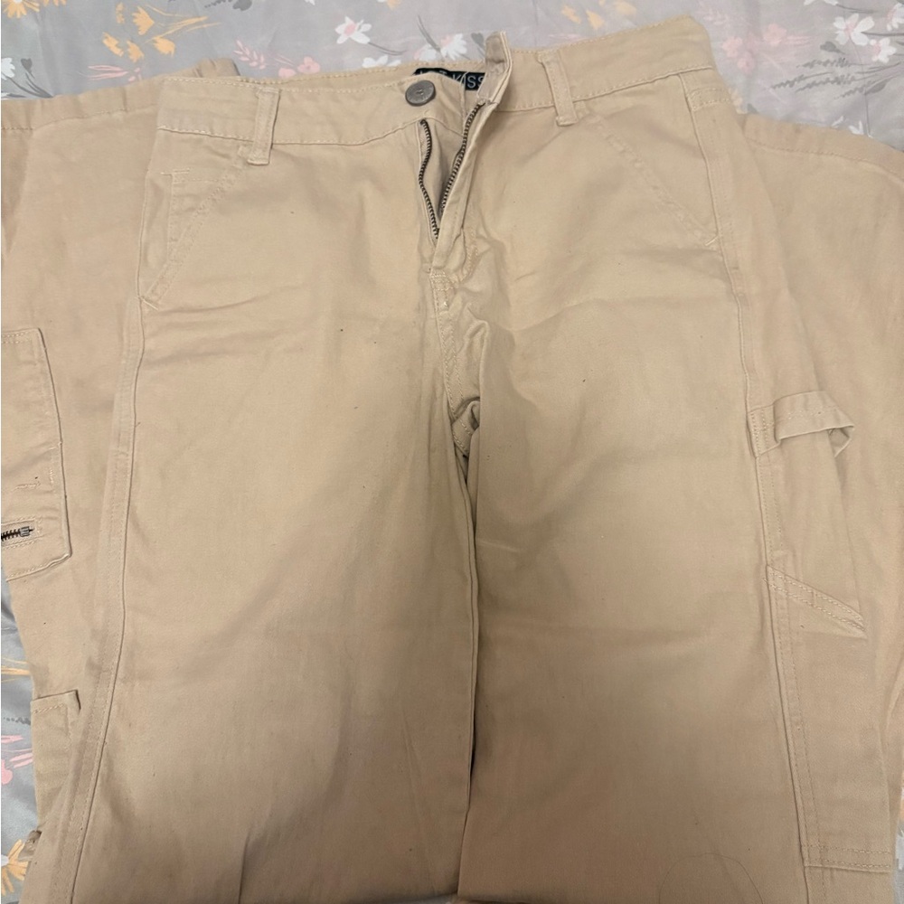 Hot Kiss Tan Cargo Jeans Relaxed Fit